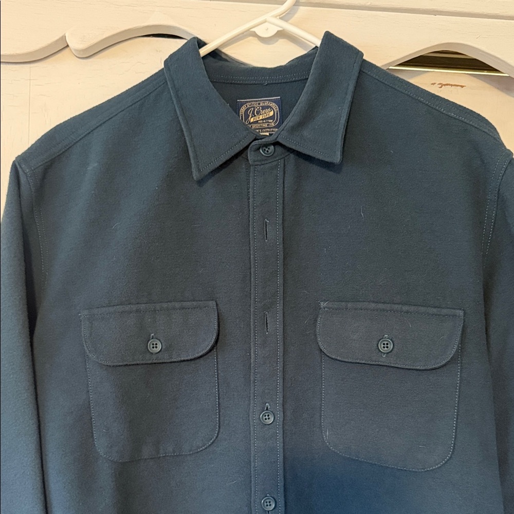 J. Crew Blue/Green Button-Up Chamois Shirt Size Large